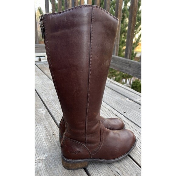 UGG Seldon Women's 6.5 Brown Leather Tall Riding Boots 1006038 - Picture 5 of 16